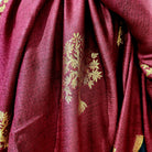 Pink pashmina shawl embroidered with a gold tree motif, 107 by 210 cm, in soft and luxurious pure pashmina