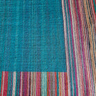 Multi striped pashmina shawl in turquoise, silk and pashmina, lightweight