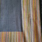 Multi striped pashmina shawl in denim blue, silk and pashmina blend