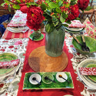 Red pomegranate block-print cotton tablecloth