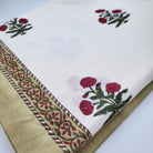 Poppy block-print cotton tablecloth