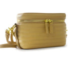 Quilted stripes shoulder bag in yellow with gold details, 18.5 x 10 x 12 cm