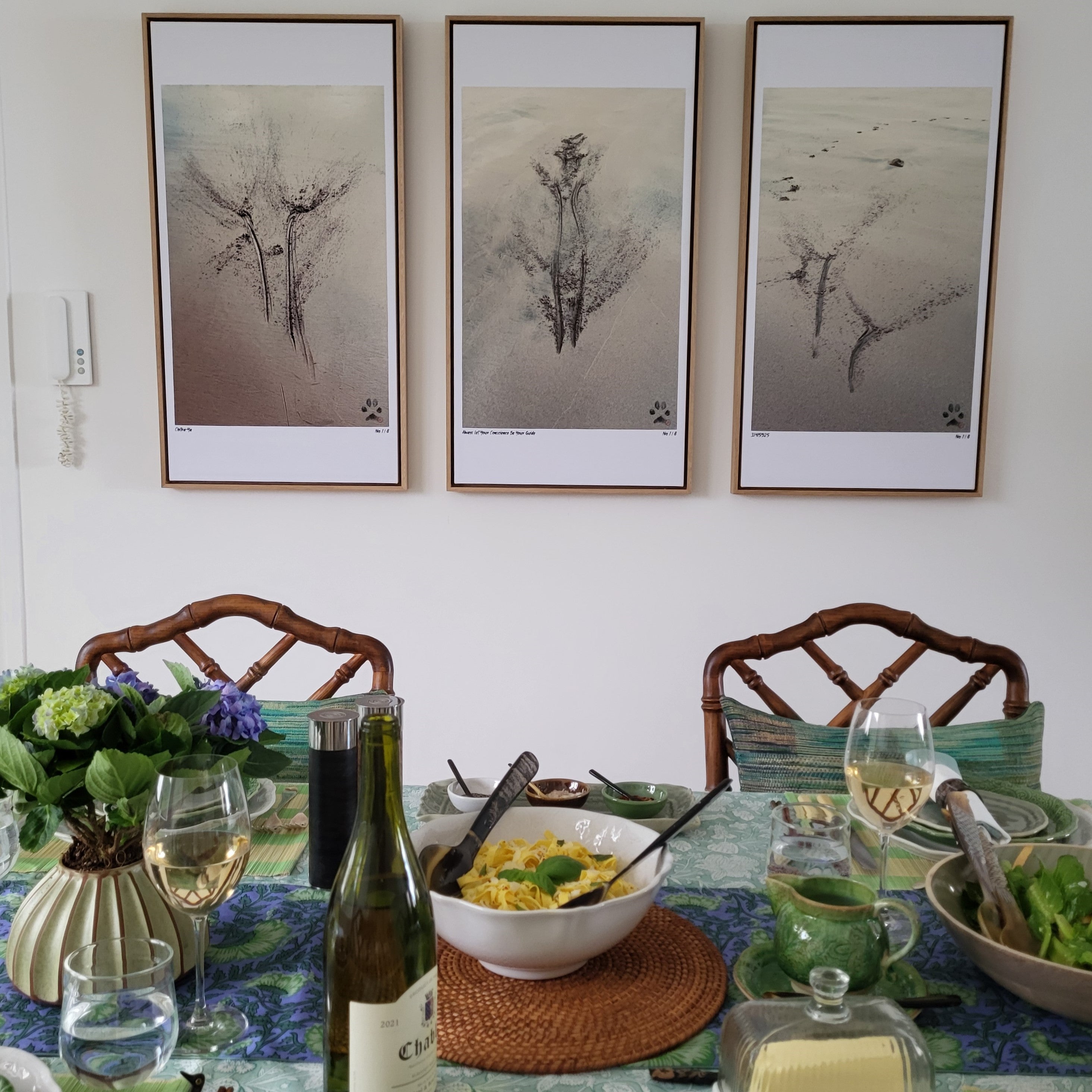 Limited edition Kuro prints, framed archival canvas, styled