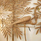 Three-piece rattan and brass flamingo screen by Maria Lopez Torres, decorative wall piece