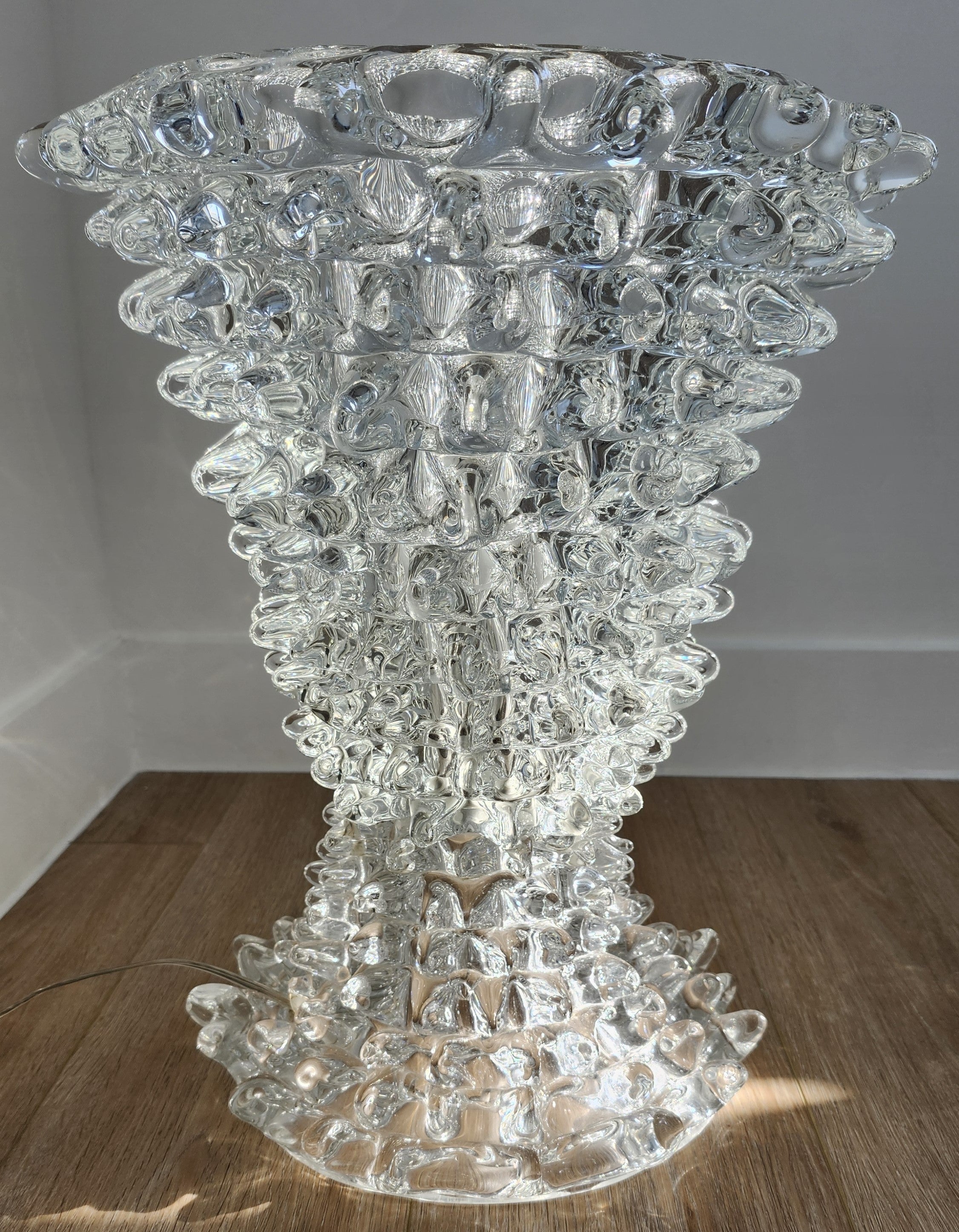 Vintage Murano crystal Ercole table lamp, clear glass, styled