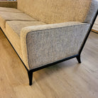 Robsjohn-Gibbings sofa, wood-framed three-seater, styled