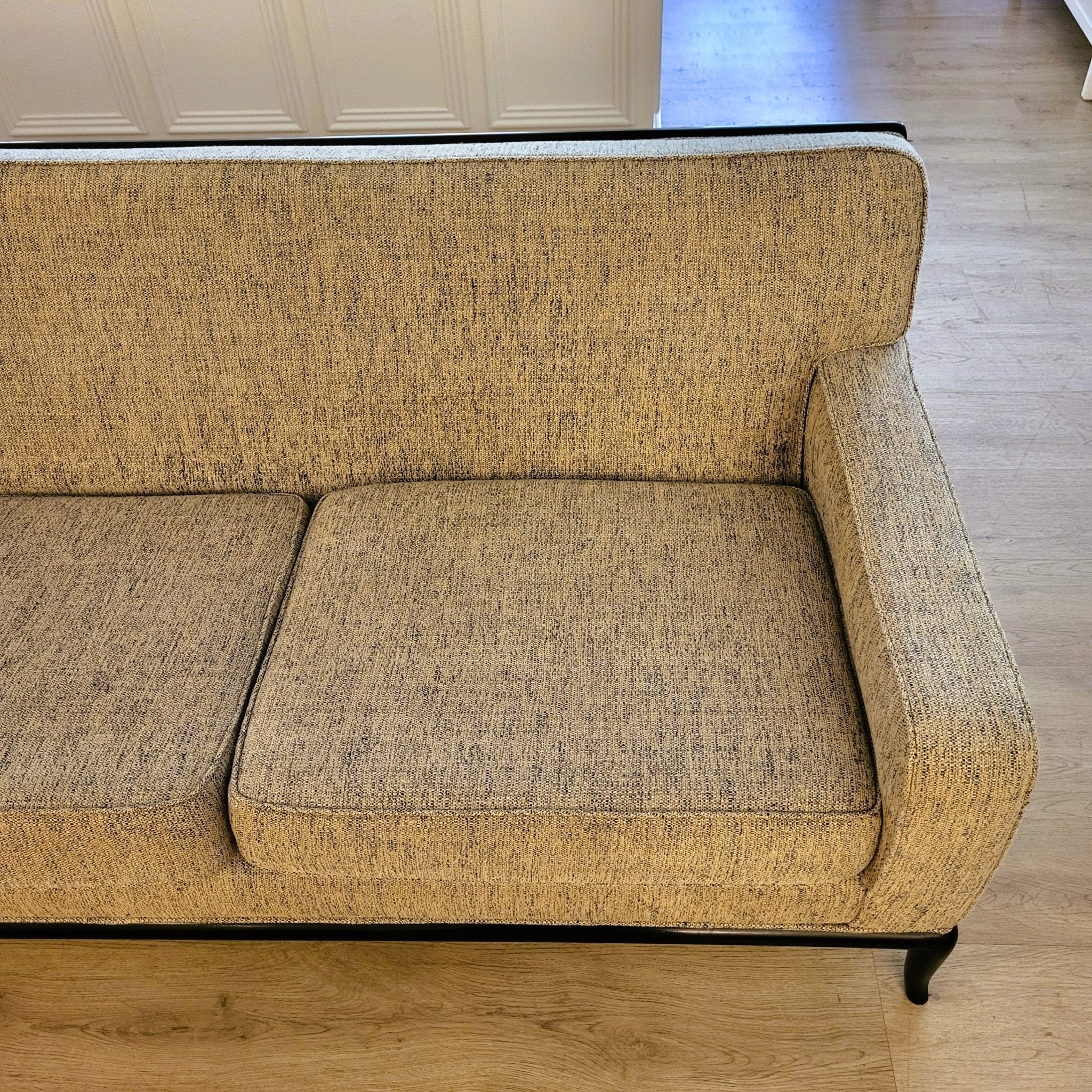 Robsjohn-Gibbings sofa, detail of reupholstered seat