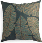 Banana Leaf embroidered cushion by Rasa Jaipur, 45 x 45 cm, silk front with linen back