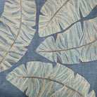 Banana Leaf embroidered silk cushion in aqua with blue, teal and grey embroidery, 45 x 45 cm, Rasa Jaipur