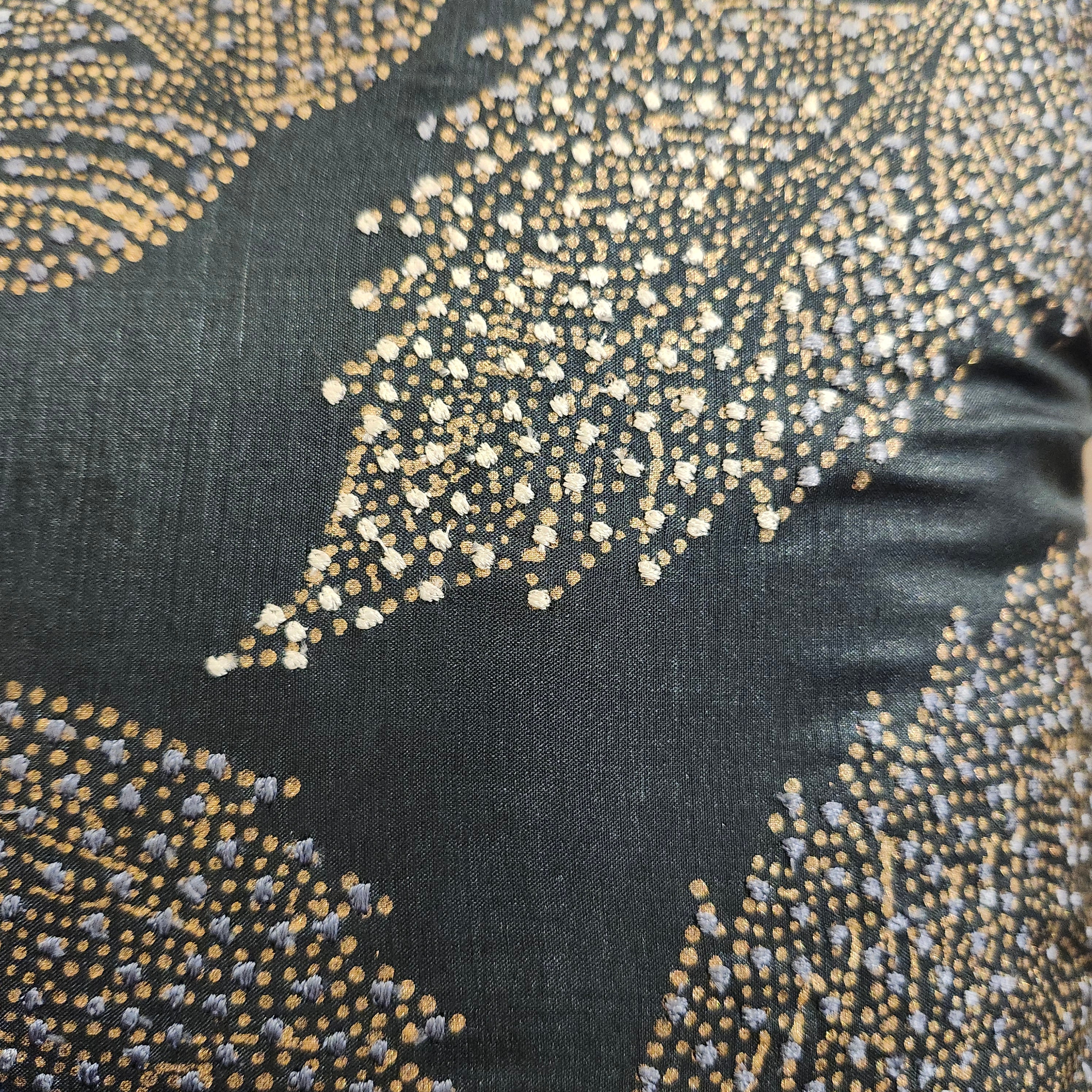 Birch Leaf embroidered cushion by Rasa Jaipur, 45 x 45 cm, silk front with linen back