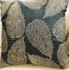 Birch Leaf embroidered cushion, 45 x 45 cm, detail of block-print and hand embroidery