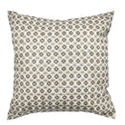 Crescent embroidered cushion in blue, grey, gold and cream, 45 x 45 cm, cotton linen, Rasa Jaipur