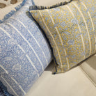 Gazal floral and stripe block-print linen cushion, 45 cm