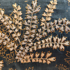 Khejri Leaf embroidered cushion by Rasa Jaipur, 30 x 45 cm, detail of leaf frond embroidery
