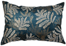 Khejri Leaf embroidered silk cushion in grey, blue and gold, 30 x 45 cm, Rasa Jaipur