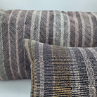 Kobe hand-dyed cushion cover with fine stripes in black, grey and beige