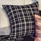 Plaid-effect cotton-linen cushion cover