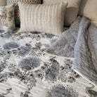 Samode Peacock hand-quilted Jaipur quilt in blue and white