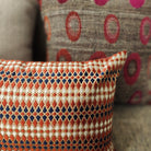 Diamond embroidered cushion in red and gold, 30 x 46 cm, silk front with cotton-linen back