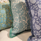 Shahnaz detailed floral block-print linen cushion with fringe, 45 cm