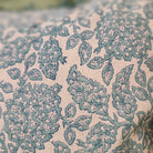 Aqua Shahnaz floral block-print linen cushion cover