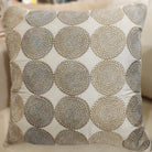 Silk Circles embroidered cushion by Rasa Jaipur, 45 x 45 cm, silk front with linen back