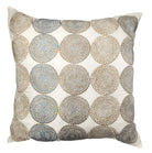 Silk Circles embroidered cushion in beige, gold, cream, silver and grey, 45 x 45 cm, Rasa Jaipur