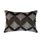 Mayur hand-embroidered block-print cushion by Rasa Jaipur, black, white and gold, 30 x 45 cm