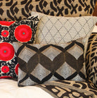 Mayur block-print cushion, hand-embroidered detail, Rasa Jaipur