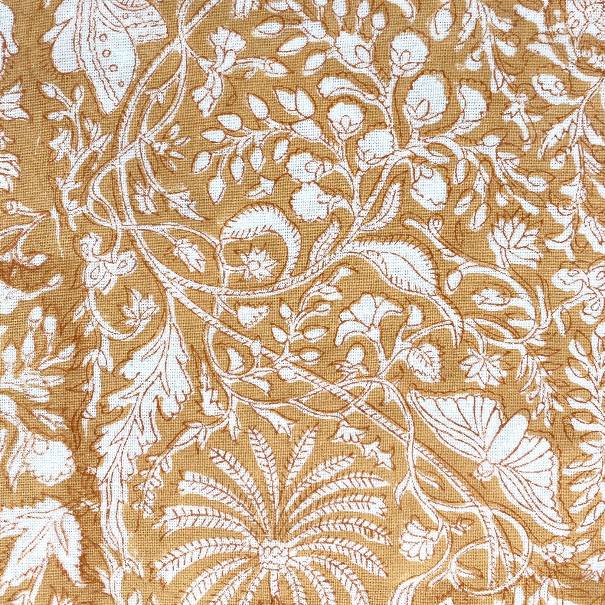 Sunny yellow rainforest block-print tablecloth