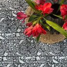 Black and white rainforest block-print tablecloth