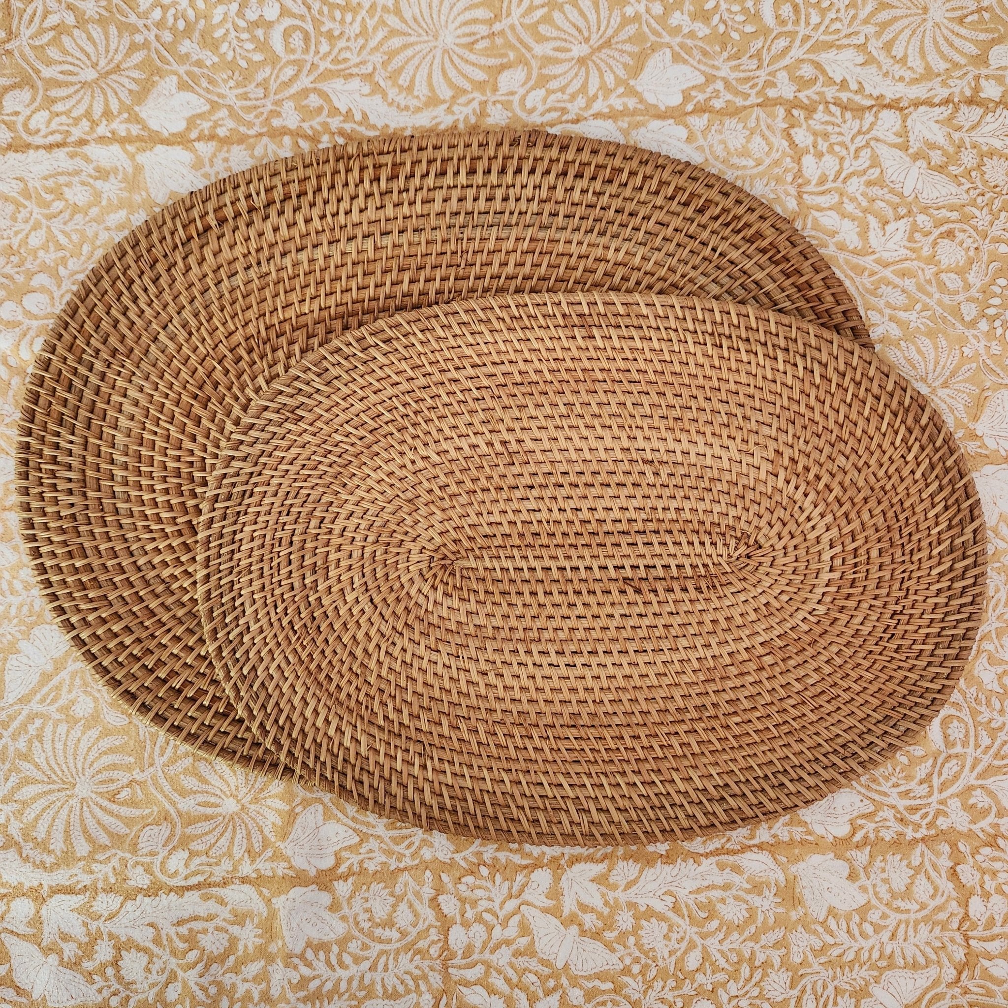 Oval woven rattan placemat, natural rattan, handmade