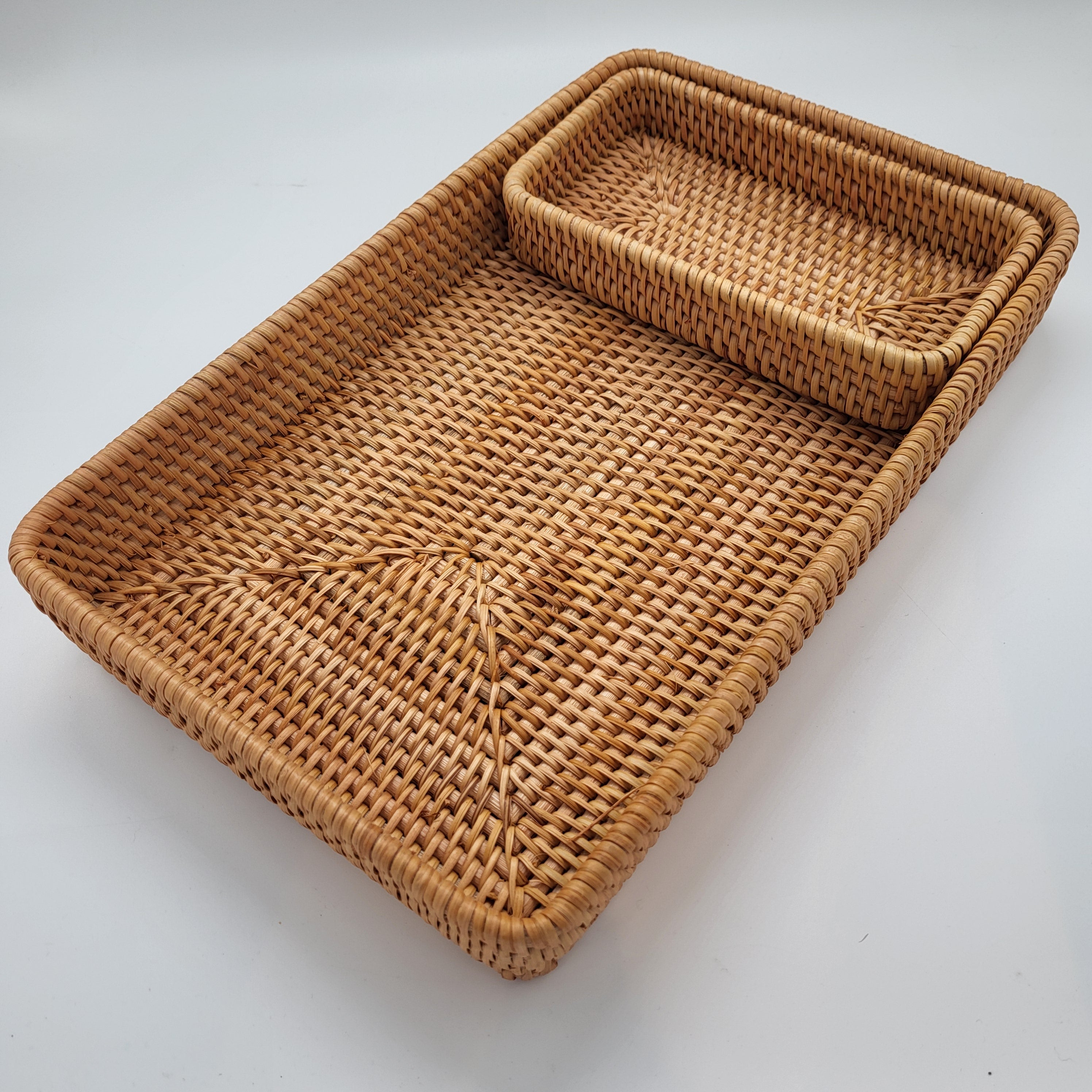 Rectangular rattan basket, natural handwoven rattan, made in Vietnam