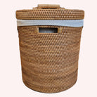 Rattan laundry basket with lid and cotton lining, 40 x 44 cm