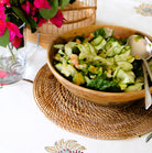 Round woven rattan placemat, 30 cm diameter, detail view