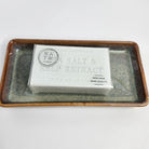 Jade ceramic dish, rounded corners, polished glaze, styled