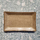 Rectangular ceramic dish in brown, soap dish or small platter, 19 x 11.2 cm
