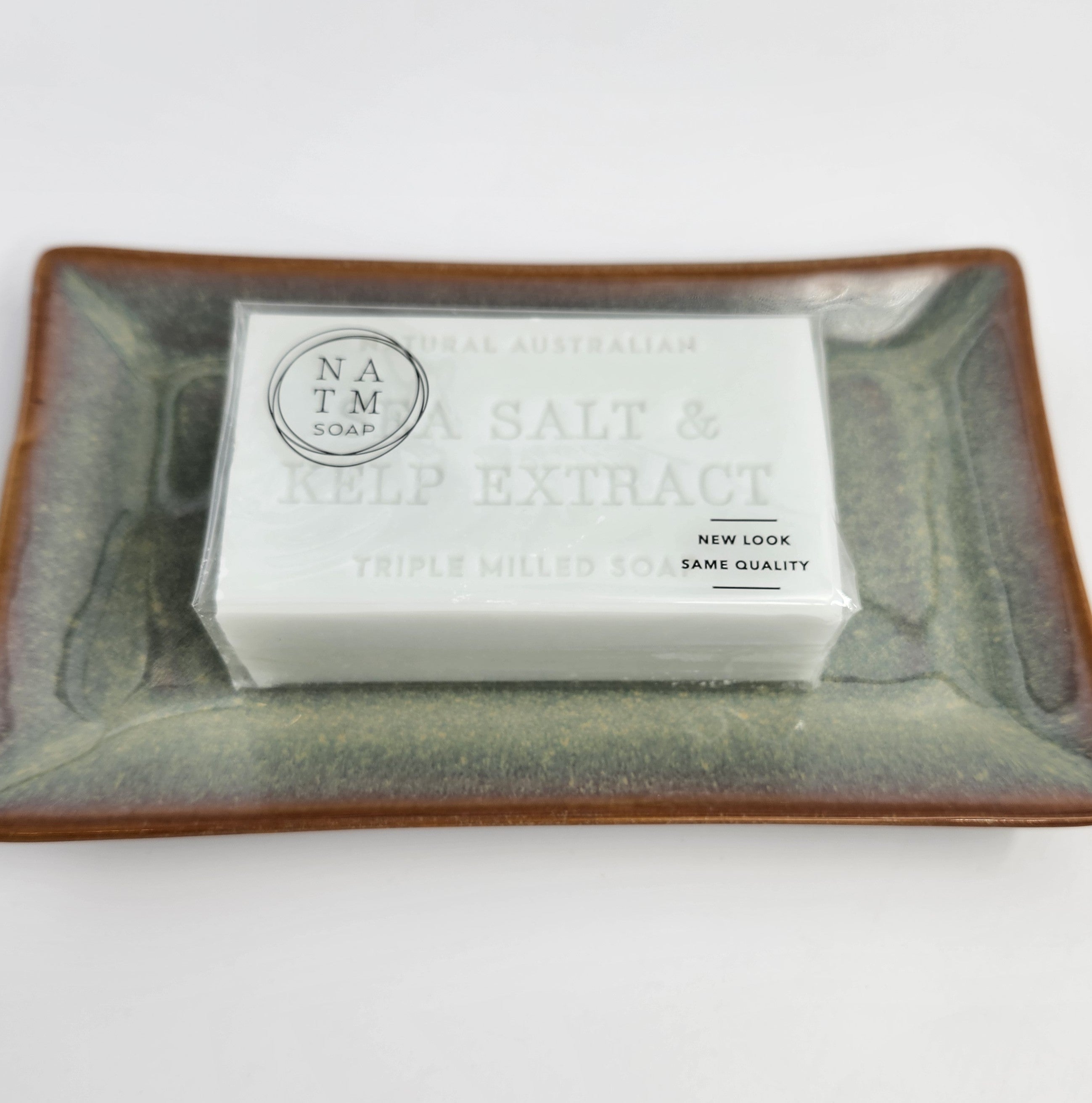 Jade rectangular dish, mottled glaze, soap dish or platter, detail view