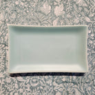 Rectangular ceramic dish in teal, matte finish, 19 x 11.2 cm