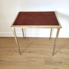 Faux shagreen side table in red with silver effect legs, 60 x 60 x 45 cm