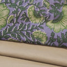 Summer block-print cotton table runner in purple and green