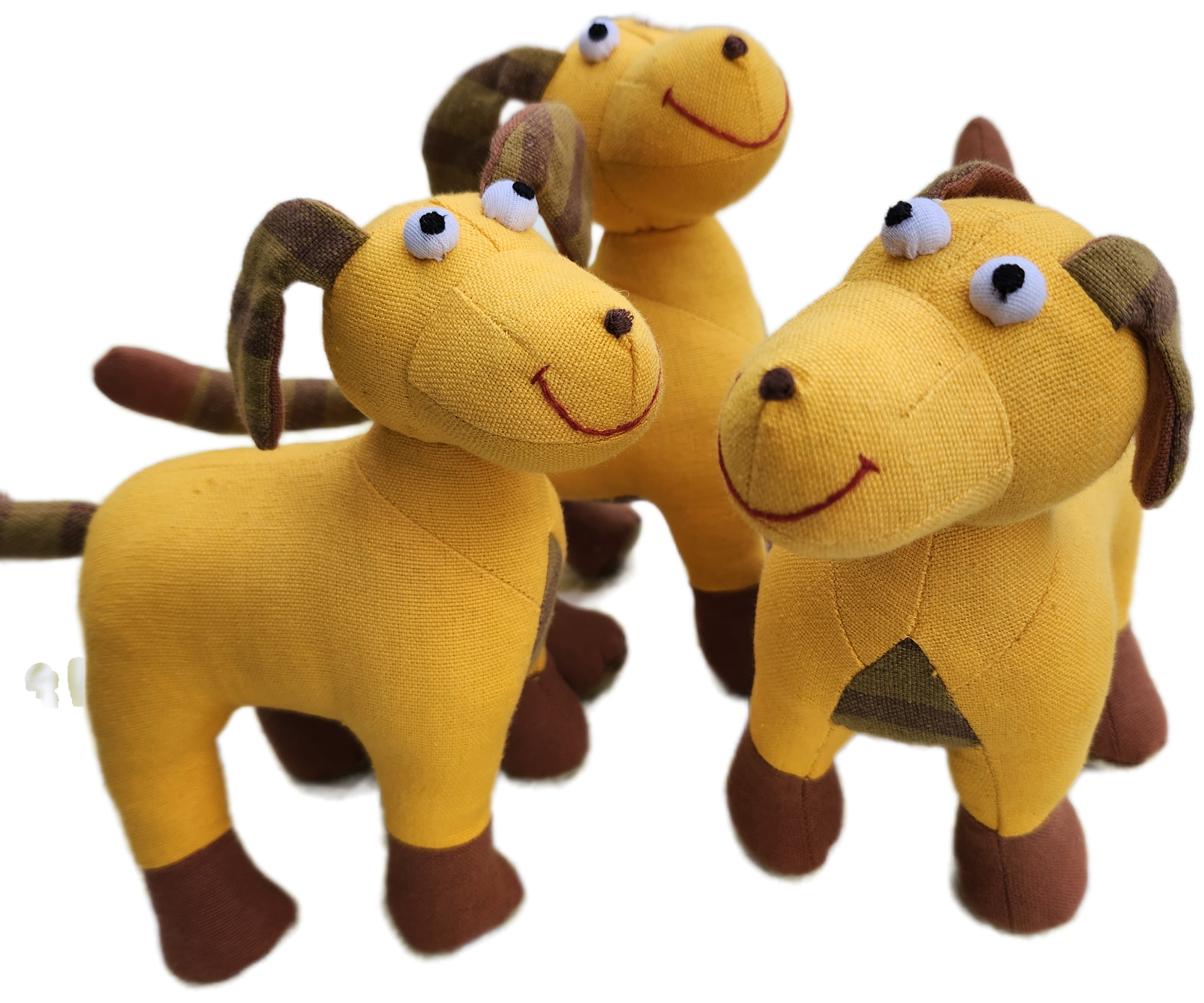 Pippin the Puppy soft toy, handmade in handwoven cotton, 18 cm high