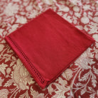 Red woven cotton napkins with hemstitch, set of two, 46 x 46 cm