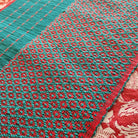 Handwoven festive table runner in green cotton, handloom woven
