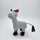 Ziggy the Zebra cotton soft toy, handwoven, side view