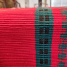 Handwoven festive table or bed runner in red and green cotton, 52 x 240 cm