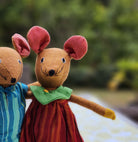 Handwoven fabric mouse, large girl in colourful clothes, Sri Lanka