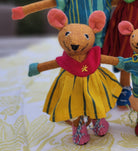 Handwoven fabric mouse, small girl in colourful clothes, Sri Lanka