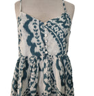 Block-print cotton sundress in an ikat pattern