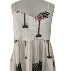 Block-print cotton sundress in a palm print